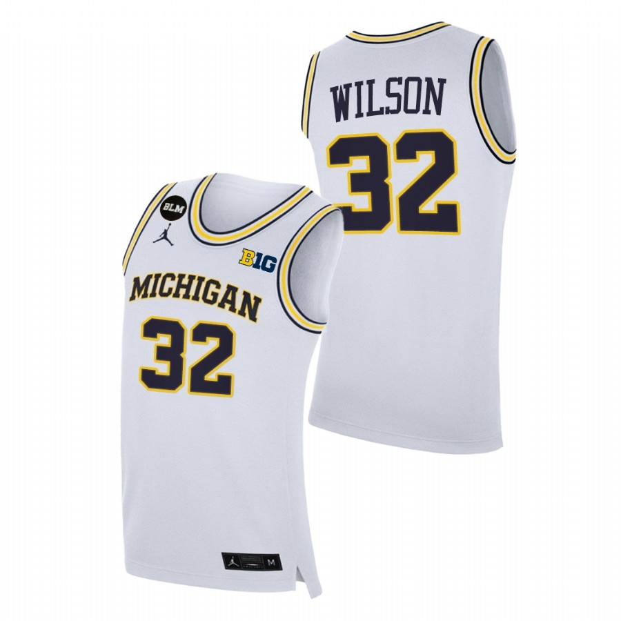 Michigan Wolverines Men's NCAA Luke Wilson #11 White BLM College Basketball Jersey AQP4249TW